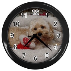 Cockapoo In Dog s Bed Wall Clock (black) by pauchesstore