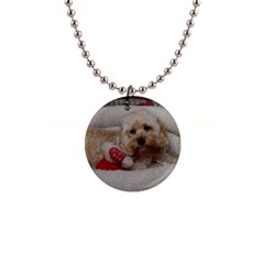 Cockapoo In Dog s Bed 1  Button Necklace by pauchesstore