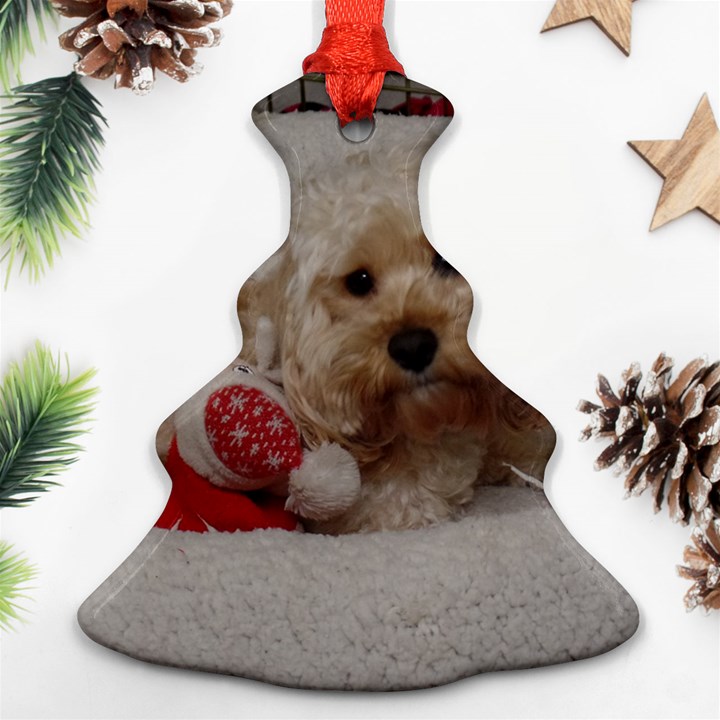 Cockapoo In Dog s Bed Christmas Tree Ornament (Two Sides)