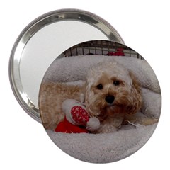 Cockapoo In Dog s Bed 3  Handbag Mirrors by pauchesstore