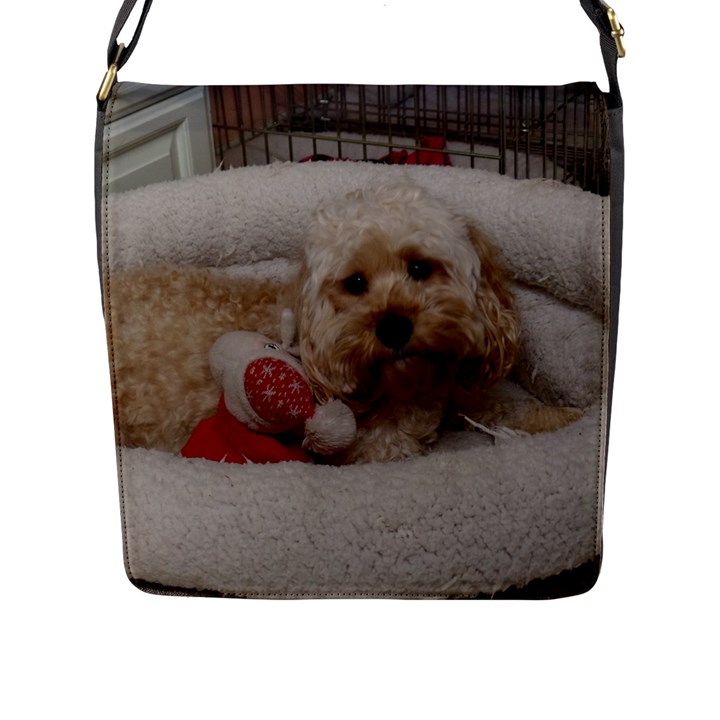 Cockapoo In Dog s Bed Flap Closure Messenger Bag (L)