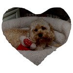 Cockapoo In Dog s Bed Large 19  Premium Flano Heart Shape Cushions Front