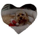 Cockapoo In Dog s Bed Large 19  Premium Flano Heart Shape Cushions Back