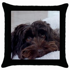 Laying In Dog Bed Throw Pillow Case (black) by pauchesstore