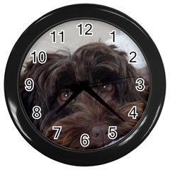 Laying In Dog Bed Wall Clock (black)