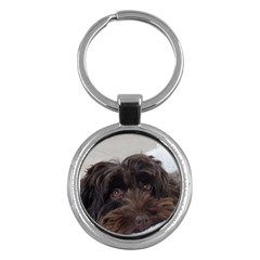 Laying In Dog Bed Key Chains (round)  by pauchesstore