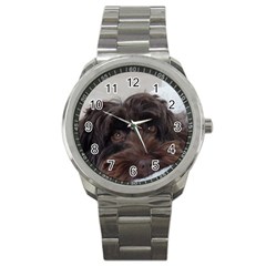 Laying In Dog Bed Sport Metal Watch by pauchesstore