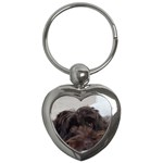 Laying In Dog Bed Key Chains (Heart)  Front