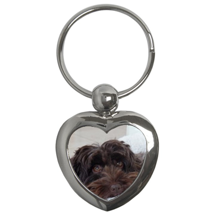 Laying In Dog Bed Key Chains (Heart) 