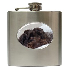 Laying In Dog Bed Hip Flask (6 Oz) by pauchesstore