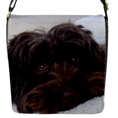 Laying In Dog Bed Flap Closure Messenger Bag (s)