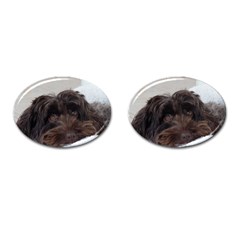 Laying In Dog Bed Cufflinks (oval) by pauchesstore