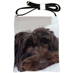 Laying In Dog Bed Shoulder Sling Bag