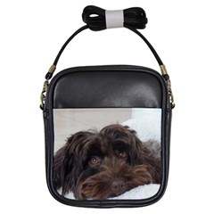 Laying In Dog Bed Girls Sling Bag by pauchesstore