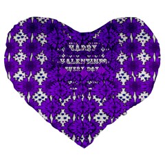 Happy  Day Valentines Every Day Large 19  Premium Heart Shape Cushions by pepitasart