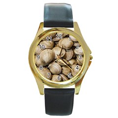 Shellfishs Photo Print Pattern Round Gold Metal Watch by dflcprintsclothing