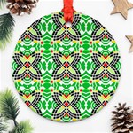 Modern Vintage Butterfly Geometric Ornament (Round) Front