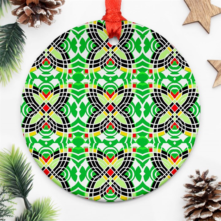 Modern Vintage Butterfly Geometric Ornament (Round)