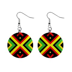 Reggae Vintage Geometric Vibrations Mini Button Earrings by beautyskulls