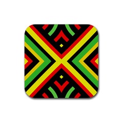 Reggae Vintage Geometric Vibrations Rubber Coaster (square) 