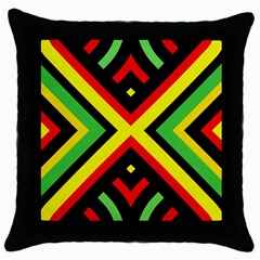 Reggae Vintage Geometric Vibrations Throw Pillow Case (black) by beautyskulls