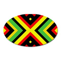 Reggae Vintage Geometric Vibrations Oval Magnet by beautyskulls