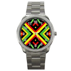 Reggae Vintage Geometric Vibrations Sport Metal Watch