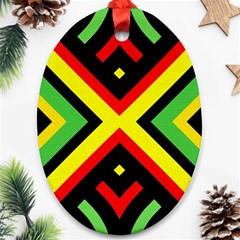 Reggae Vintage Geometric Vibrations Oval Ornament (two Sides)