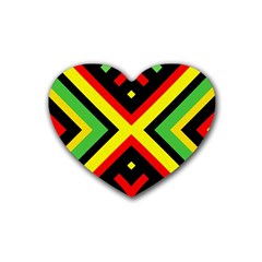 Reggae Vintage Geometric Vibrations Rubber Coaster (heart)  by beautyskulls