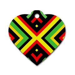 Reggae Vintage Geometric Vibrations Dog Tag Heart (two Sides) by beautyskulls