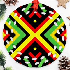 Reggae Vintage Geometric Vibrations Ornament (round Filigree)