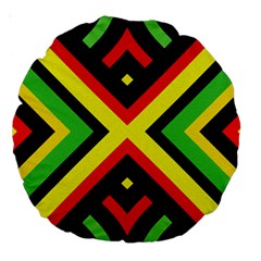 Reggae Vintage Geometric Vibrations Large 18  Premium Round Cushions by beautyskulls