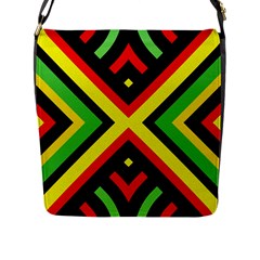 Reggae Vintage Geometric Vibrations Flap Closure Messenger Bag (l) by beautyskulls