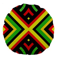 Reggae Vintage Geometric Vibrations Large 18  Premium Flano Round Cushions by beautyskulls