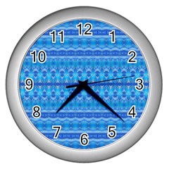 Stunning Luminous Blue Micropattern Magic Wall Clock (silver) by beautyskulls