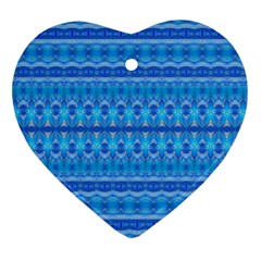 Stunning Luminous Blue Micropattern Magic Heart Ornament (two Sides) by beautyskulls