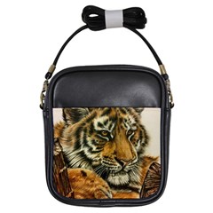 Tiger Cub  Girls Sling Bag by ArtByThree