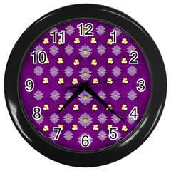 A Feel Of Flowers In Beautiful Air Wall Clock (black) by pepitasart