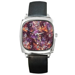 Colorful Rusty Abstract Print Square Metal Watch