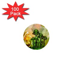 Awesome Funny Mushroom Skulls With Roses And Fire 1  Mini Buttons (100 Pack)  by FantasyWorld7