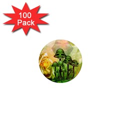 Awesome Funny Mushroom Skulls With Roses And Fire 1  Mini Magnets (100 Pack)  by FantasyWorld7