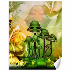 Awesome Funny Mushroom Skulls With Roses And Fire Canvas 18  X 24  by FantasyWorld7