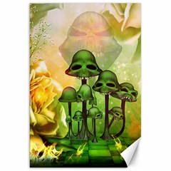 Awesome Funny Mushroom Skulls With Roses And Fire Canvas 20  X 30  by FantasyWorld7