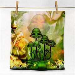 Awesome Funny Mushroom Skulls With Roses And Fire Face Towel by FantasyWorld7