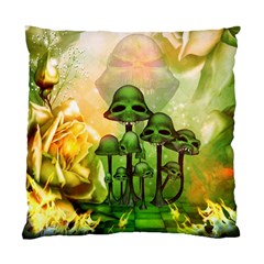 Awesome Funny Mushroom Skulls With Roses And Fire Standard Cushion Case (one Side) by FantasyWorld7