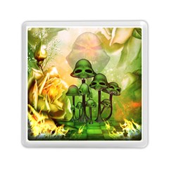 Awesome Funny Mushroom Skulls With Roses And Fire Memory Card Reader (square) by FantasyWorld7