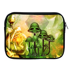 Awesome Funny Mushroom Skulls With Roses And Fire Apple Ipad 2/3/4 Zipper Cases by FantasyWorld7