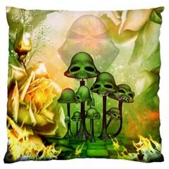 Awesome Funny Mushroom Skulls With Roses And Fire Standard Flano Cushion Case (one Side) by FantasyWorld7