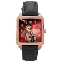 Wonderful Mythical Fairy Rose Gold Leather Watch 