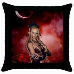 Wonderful Mythical Fairy Throw Pillow Case (black) by FantasyWorld7